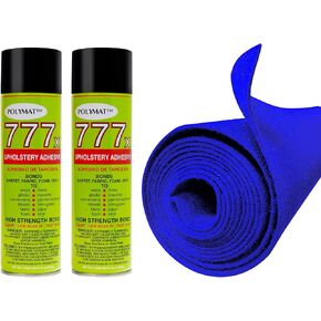 12FT x 3.75FT Blue Carpet ROLL + 2 CANS of 777 Glue for Polymat Speaker woofer Box Backed Carpet