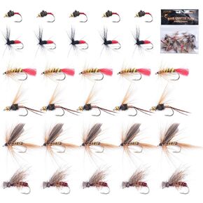 Goture Fly Fishing Flies Kit ، 30pcs Flies Flies Dray Flies Flasss طائرة تشويش صيد الأسماك لسلمون سمك السلمون السلمون الصلب ، الهدايا للرجال in Kuwait