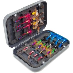 Fly Fishing Flies Kit-12pcs/32pcs/48pcs/64pcs Trout Flies Fly Fishing Lures with Fly Fishing Box Fly Fishing Assortment Kit for Bass Fly Fishing Flies Dry Wet Flies