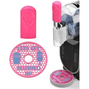 Luminous Handle Cover & Drip Tray Insert for Ninja Slushi Machine FS301/FS300 - Decorate Your Slushie Device - 3D Printed PETG Accessories with Anti-Slip Design (Alien Red, Glow-in-the-Dark)