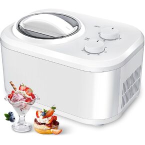 COWSAR 1 Quart Ice Cream Maker Machine with Built-in Compressor, Fully Automatic, No Pre-freezing, 1 Hour Keep-cooling, Easy to Clean