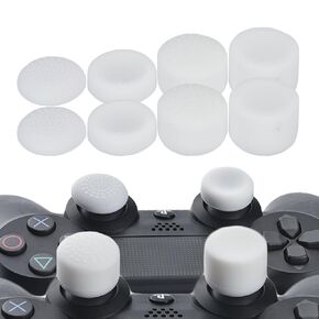 YoRHa Professional Thumb Grips Thumbstick Joystick Cap Cover (White) Extra High 8 Units Pack for PS4, Switch PRO, PS3, Xbox 360, Wii U Tablet, PS2 Dualshock 4 Controller