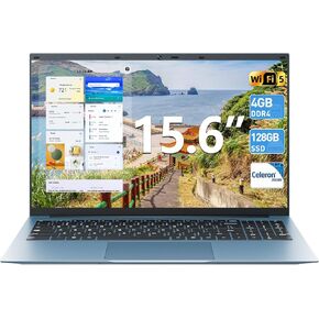 SGIN Laptop 15.6 Inch Laptops Computer, Celeron N4000 Processor, Windows 11, 4GB RAM 128GB SSD, BT5.0, HDMI, Webcam, 7000mah Battery, 180° Viewing, 2.4/5G WiFi, USB 3.2, Type-C(Gray)