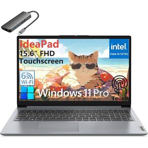 Lenovo Ideapad Laptop, 15.6" Touchscreen FHD Computer, Intel 6-Core Processor (Beat i5-1155G7), 40GB DDR4 RAM, 1TB PCIe SSD, WiFi 6, Type-C, HDMI, Cloud Grey, Windows 11 Pro S, BEF-ectoy USB C Hub