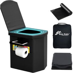 Upgrade XL Portable Toilet for Adults, Extra Large Portable Floding Toilet, Camping Travel Toilets with Lid for Kids, Compact Potty for Car,Hiking,Beach and Camping