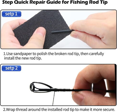 Fishing Rod Repair Kit with Epoxy Glue & Ceramic Eyelets – 10 Sizes Pole Guide Replacement, Wrapping Thread for Rod Tips Fix & Eyelet Repair in Kuwait