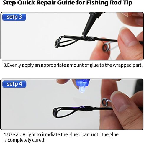 Fishing Rod Repair Kit with Epoxy Glue & Ceramic Eyelets – 10 Sizes Pole Guide Replacement, Wrapping Thread for Rod Tips Fix & Eyelet Repair in Kuwait