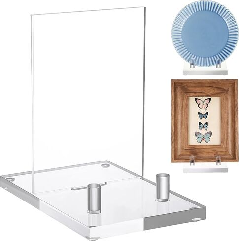 Yousoontic Acrylic Book Stand Clear Easel Stand for Display Book Display Stand Acrylic Plate Stand Acrylic Easel Display Stand for Picture, Book, Decorative Plate, Platter, Photo, 4 x 6 x 6 Inch in Saudi Arabia