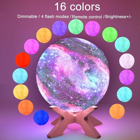 SHINECLOUD Paint Your Own Moon Lamp Kit 5.9'', Arts & Crafts Kit Art Supplies for Kids/Boys/Girls, Rechargeable 16 Colors DIY Night Light with Remote Control/Touch Sensor/Wooden Stand in Kuwait