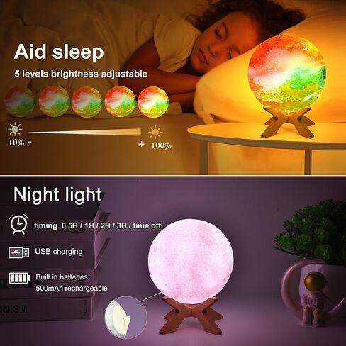 SHINECLOUD Paint Your Own Moon Lamp Kit 5.9'', Arts & Crafts Kit Art Supplies for Kids/Boys/Girls, Rechargeable 16 Colors DIY Night Light with Remote Control/Touch Sensor/Wooden Stand in Kuwait