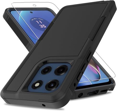 بالنسبة إلى حالة Moto G Stylus 5G 2025 ، [تم اختبار إسقاط الصف العسكري] مع واقي الشاشة ، فإن الطبقة المزدوجة للهاتف الخليوي الثقيل غير المقاومة للانزلاق من أجل Motorola G Stylus 5G 2025 (أسود) in Kuwait