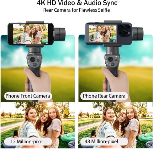 Phone Vlog Selfie Monitor Screen, Magnetic Vlog Selfie Monitor Screen with Remote Control, Wireless Back Camera Monitor for Vlog Live Stream TikTok YouTube, Compatible with iPhone & Android (Grey) in Saudi Arabia