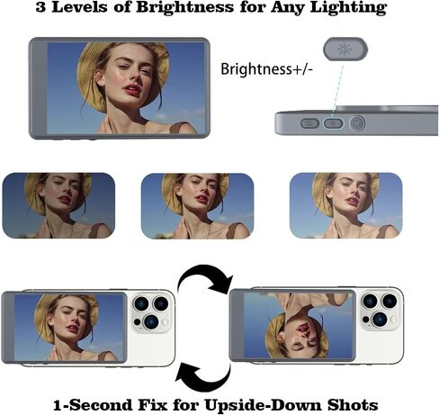 Phone Vlog Selfie Monitor Screen, Magnetic Vlog Selfie Monitor Screen with Remote Control, Wireless Back Camera Monitor for Vlog Live Stream TikTok YouTube, Compatible with iPhone & Android (Grey) in Saudi Arabia