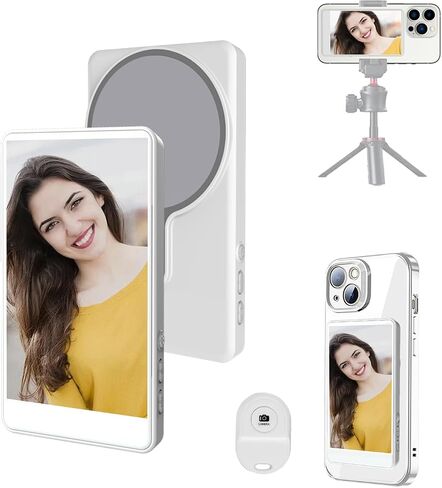 Phone Vlog Selfie Monitor Screen, Magnetic Vlog Selfie Monitor Screen with Remote Control, Wireless Back Camera Monitor for Vlog Live Stream TikTok YouTube, Compatible with iPhone & Android (Grey) in Saudi Arabia