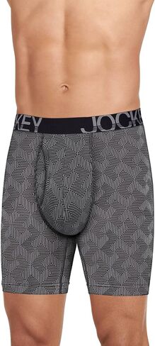 Jockey Men's Underwear ActiveStretch 7" Long Leg Boxer Brief - 3 Pack, True Navy/Grey Heather/True Navy, M in Saudi Arabia