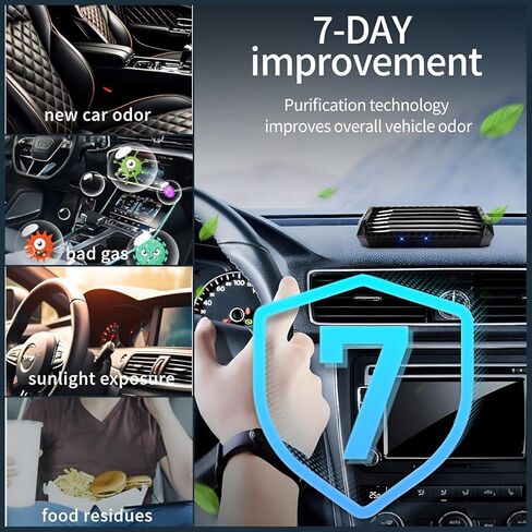 جهاز تنقية الهواء الذي يعمل بالطاقة الشمسية مع شحن USB والتخلص من رائحة الأوزون - مؤين خالي من مرشحات HEPA المحمولة لرائحة الحيوانات الأليفة ، المركبات العضوية المتطايرة - صامتة ، أفضل لاستخدام السيارة (8813 ألياف الكربون) in Saudi Arabia