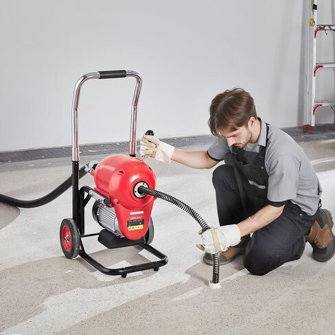 VEVOR 50FTx1/2Inch Drain Cleaner Machine, Sewer Snake Electric Drain Auger Cleaner with 4 Cutter & Foot Switch for 2" to 4" Pipes in Kuwait