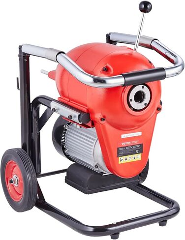 VEVOR 50FTx1/2Inch Drain Cleaner Machine, Sewer Snake Electric Drain Auger Cleaner with 4 Cutter & Foot Switch for 2" to 4" Pipes in Kuwait