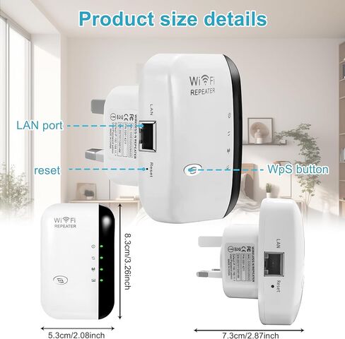 WiFi Extender Booster,WiFi Signal Booster,Internet Coverage Up to 3000 Sq.Ft! Works with 45+ Devices & Features Easy Setup,2.4GHz Band WiFi Extender, and LAN Port (White) in Saudi Arabia