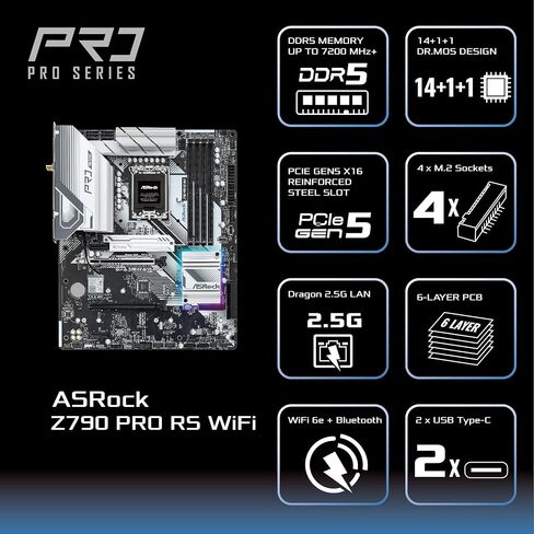 ASRock Z790 PG Lightning/D4 Motherboard, Supports Intel 12th and 13th Generation CPU (LGA1700), Z790 Chipset, DDR4 ATX Motherboard in Saudi Arabia