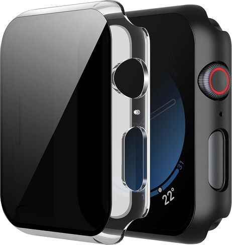 Misxi 2 Pack All-Around Presctive Privacy PC HD Case for Apple Watch Series 10 46 مم ، غطاء رفيع للغاية مع واقي شاشة زجاجي مضاد للتجسس لـ IWatch ، Black in Saudi Arabia