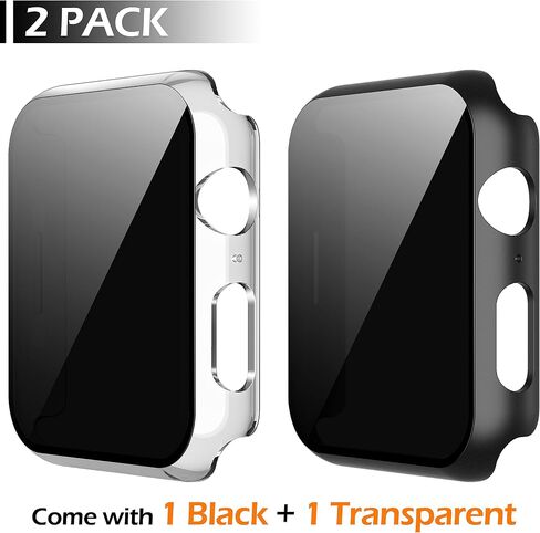 Misxi 2 Pack All-Around Presctive Privacy PC HD Case for Apple Watch Series 10 46 مم ، غطاء رفيع للغاية مع واقي شاشة زجاجي مضاد للتجسس لـ IWatch ، Black in Saudi Arabia
