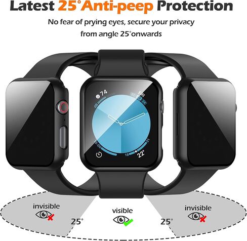 Misxi 2 Pack All-Around Presctive Privacy PC HD Case for Apple Watch Series 10 46 مم ، غطاء رفيع للغاية مع واقي شاشة زجاجي مضاد للتجسس لـ IWatch ، Black in Saudi Arabia