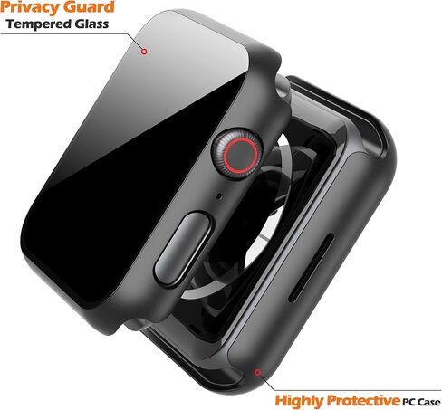 Misxi 2 Pack All-Around Presctive Privacy PC HD Case for Apple Watch Series 10 46 مم ، غطاء رفيع للغاية مع واقي شاشة زجاجي مضاد للتجسس لـ IWatch ، Black in Saudi Arabia
