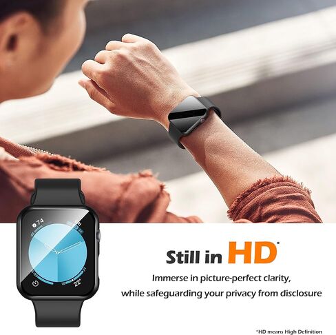 Misxi 2 Pack All-Around Presctive Privacy PC HD Case for Apple Watch Series 10 46 مم ، غطاء رفيع للغاية مع واقي شاشة زجاجي مضاد للتجسس لـ IWatch ، Black in Saudi Arabia