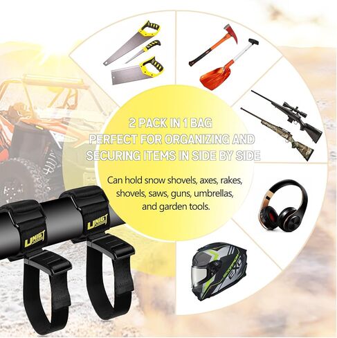 Title UNIGT 4 Pack UTV Roof Rack for Shovel Tool Holder Fits 1.5-2.0" Rollbar Compatible with Polaris Ranger RZR Kawasaki Mule SXS Quick Release Strap Mount for Tool and Umbrella in Kuwait