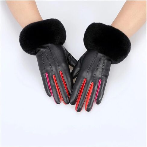 Women's Winter Leather Gloves With Finger Gloves in Kuwait