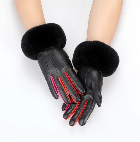 Women's Winter Leather Gloves With Finger Gloves in Kuwait