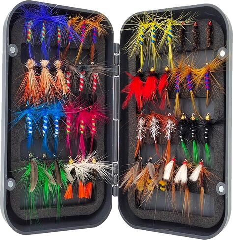 Fly Fishing Flies Kit-12pcs/32pcs/48pcs/64pcs Trout Flies Fly Fishing Lures with Fly Fishing Box Fly Fishing Assortment Kit for Bass Fly Fishing Flies Dry Wet Flies in Kuwait