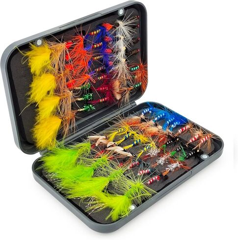 Fly Fishing Flies Kit-12pcs/32pcs/48pcs/64pcs Trout Flies Fly Fishing Lures with Fly Fishing Box Fly Fishing Assortment Kit for Bass Fly Fishing Flies Dry Wet Flies in Kuwait