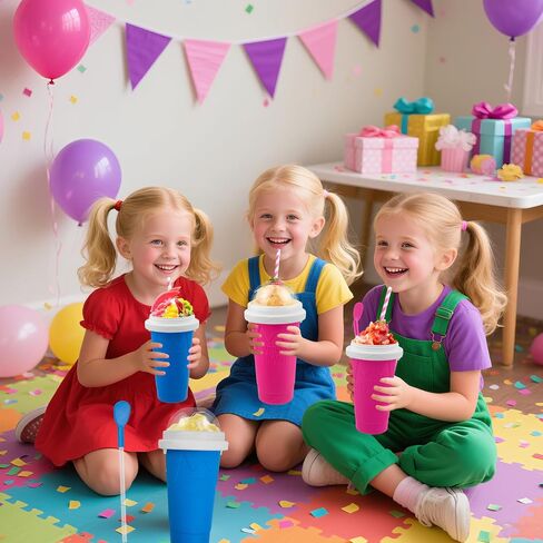 2pcs كأس صانع صانع Slushie ، أكواب سحرية سريعة المجمدة لصانع الآيس كريم الصنع المحلي الصنع ، كأس صانع ضجة مزدوجة الطبقة ، هدايا عيد ميلاد للأطفال ، الأصدقاء ، العائلة (الأزرق+الوردي) in Kuwait