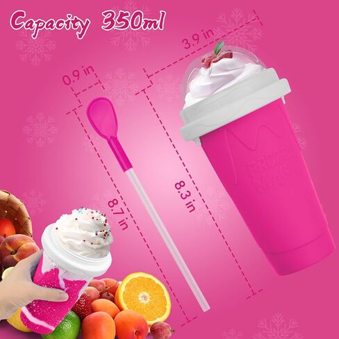 2pcs كأس صانع صانع Slushie ، أكواب سحرية سريعة المجمدة لصانع الآيس كريم الصنع المحلي الصنع ، كأس صانع ضجة مزدوجة الطبقة ، هدايا عيد ميلاد للأطفال ، الأصدقاء ، العائلة (الأزرق+الوردي) in Kuwait
