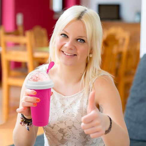 2pcs كأس صانع صانع Slushie ، أكواب سحرية سريعة المجمدة لصانع الآيس كريم الصنع المحلي الصنع ، كأس صانع ضجة مزدوجة الطبقة ، هدايا عيد ميلاد للأطفال ، الأصدقاء ، العائلة (الأزرق+الوردي) in Kuwait
