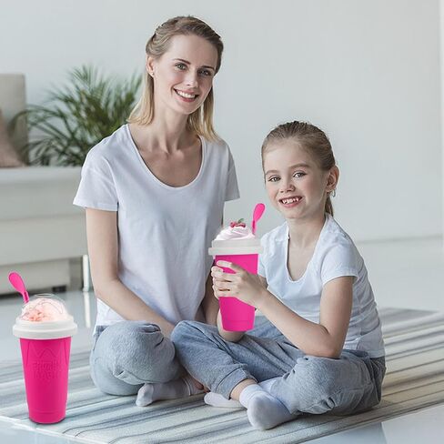 2pcs كأس صانع صانع Slushie ، أكواب سحرية سريعة المجمدة لصانع الآيس كريم الصنع المحلي الصنع ، كأس صانع ضجة مزدوجة الطبقة ، هدايا عيد ميلاد للأطفال ، الأصدقاء ، العائلة (الأزرق+الوردي) in Kuwait