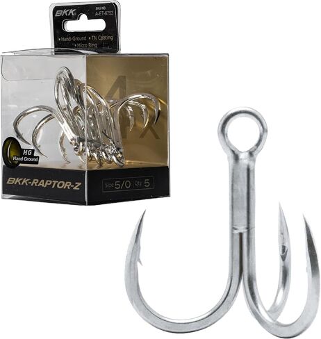 BKK Raptor-X Treble Hook 3X | Saltwater Corrosion Resistant Bright Tin Coating | Hand Ground Point | Heavy Duty Lure Hook, Popping, Stickbaits in Saudi Arabia