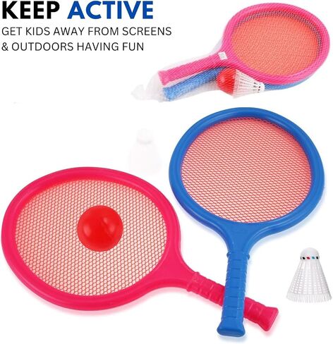 Liberty Imports Badminton Set for Kids with 2 Rackets, Ball and Birdie - Junior Tennis Racquet Play Game Beach Toys in Saudi Arabia