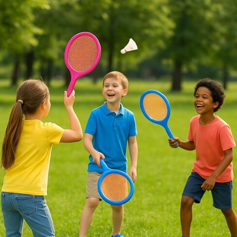 Liberty Imports Badminton Set for Kids with 2 Rackets, Ball and Birdie - Junior Tennis Racquet Play Game Beach Toys in Saudi Arabia