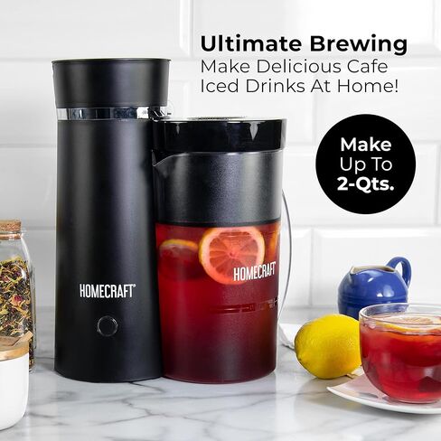 Homecraft 3-Quart White Stafless Steel Café 'Iced Tea ونظام تخمير القهوة المثلج ، 12 كوب ، محدد القوة وغرفة Infuser ، مثالية للاشتراك ، عصير الليمون ، الماء النكهة ، إبريق كبير in Kuwait