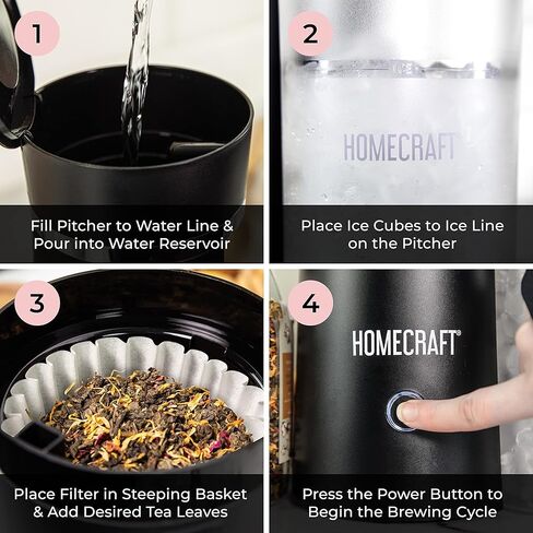 Homecraft 3-Quart White Stafless Steel Café 'Iced Tea ونظام تخمير القهوة المثلج ، 12 كوب ، محدد القوة وغرفة Infuser ، مثالية للاشتراك ، عصير الليمون ، الماء النكهة ، إبريق كبير in Kuwait