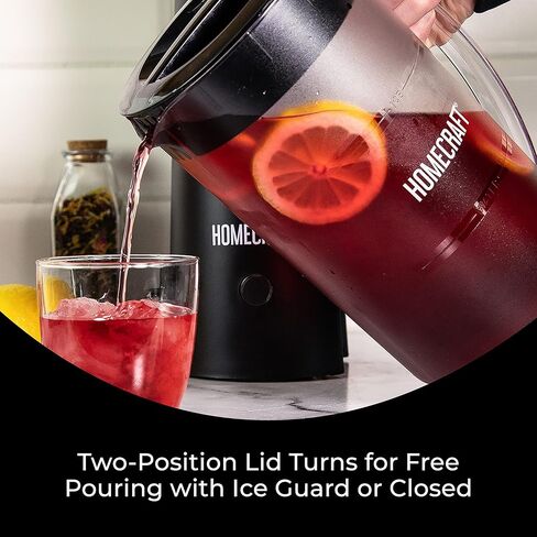 Homecraft 3-Quart White Stafless Steel Café 'Iced Tea ونظام تخمير القهوة المثلج ، 12 كوب ، محدد القوة وغرفة Infuser ، مثالية للاشتراك ، عصير الليمون ، الماء النكهة ، إبريق كبير in Kuwait