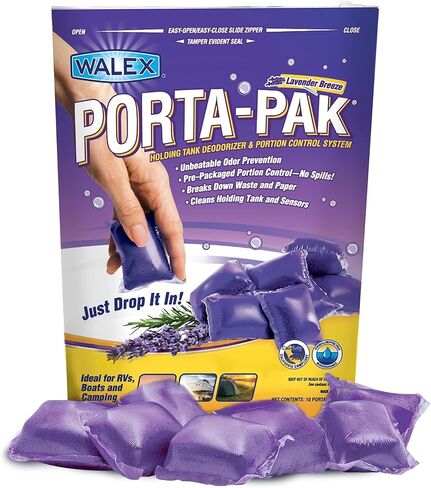 Walex Porta-Pak Black Holding Tank Deodorizer & Portion Control System Drop-Ins - Rapid Breakdown of Waste & Paper, Odor Prevention, Cleans Tank & Sensors - Clean Linen, 10-Pack in Saudi Arabia