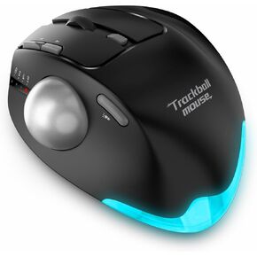 الماوس Zelotes Trackball ، الماوس اللاسلكي اللاسلكي القابل لإعادة الشحن ، 4800 نقطة في البوصة (قابلة للتعديل 5 مستويات) ، الوضع المزدوج (BT 5.0/3.0 + 2.4G مستقبل USB) ، إضاءة LED ، تصميم مريح ، للكمبيوتر المحمول ، الكمبيوتر ، اللوحة (أسود)