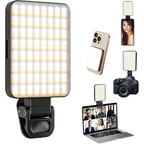 Magnetic Selfie Ring Light with Clip – 128 LED Rechargeable Phone Light for iPhone/Android/Camera/iPad/Laptop – Adjustable Brightness for Video Calls, Makeup, TikTok, YouTube, Live Streaming