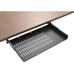 JINGCHENGMEI 21 inch Sliding Under Desk Laptop Mount with Air Vents, Metal Under Desk Slide Out Tray for Laptop (21 Inch)