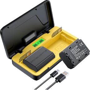 ENEGON NP-FZ100 20W Dual-Battery Memory Fast Charger Set Compatible with Sony Alpha 7 iv,Alpha 7 iii,A9,A9R, A6700, A6600,FX3, FX30,A1, 2-Pack 2280mAh Batteries,SD Card Slot, LCD Display（3000mAh）