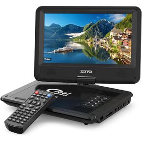 11.5" Portable DVD Player for Kids and Car with 9.5" Swivel Screen, 4-6 Hours Working Time, Car DVD Player with Dual Speakers, Remote Control, Support Sync TV, Region Free USB/SD/AV (Black)